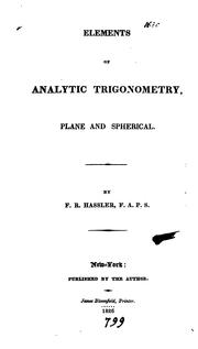 Cover of: Elements of analytic trigonometry: plane and spherical.