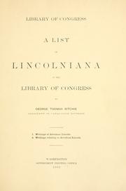 Cover of: A list of Lincolniana in the Library of Congress by Library of Congress