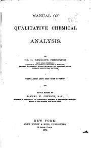 Cover of: Manual of qualitative chemical analysis by Fresenius, C. Remigius, Fresenius, C. Remigius