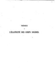Cover of: Théorie de l'élasticité des corps solides