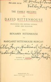 The family record of David Rittenhouse by Daniel Kolb Cassel