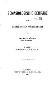 Cover of: Semasiologische Beiträge zum lateinischen Wörterbuch.