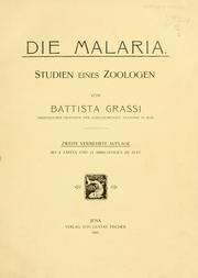 Cover of: Die Malaria, Studien eines Zoologen.