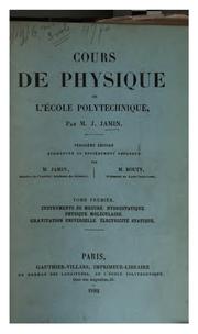Cover of: Cours de physique de l'École polytechnique by J. Jamin
