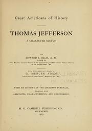 Cover of: Thomas Jefferson: a character sketch
