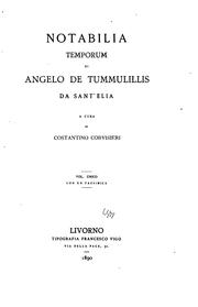 Cover of: Notabilia temporum di Angelo de Tummulillis da Sant' Elia by Angelo de Tummulillis