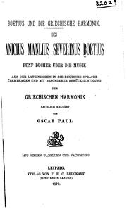 Cover of: Boetius und die griechische harmonik.