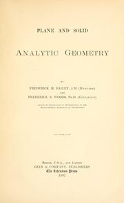 Cover of: Plane and solid analytic geometry | Frederick H. Bailey