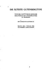 Cover of: Die älteste Gutenbergtype