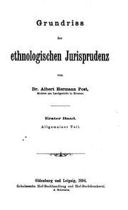 Cover of: Grundriss der ethnologischen jurisprudenz by Albert Hermann Post