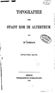 Cover of: Topographie der stadt Rom im alterthum