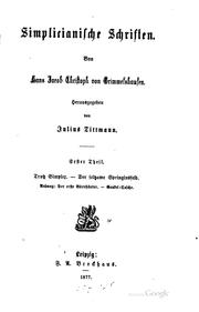 Cover of: Simplicianische schriften. by Hans Jakob Christoffel von Grimmelshausen