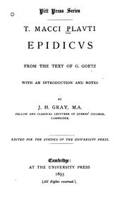 Cover of: T. Macci Plavti Epidicvs by Titus Maccius Plautus