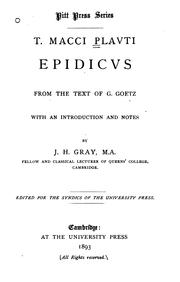 Cover of: T. Macci Plavti Epidicvs