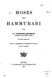 Moses und Hammurabi by Johannes Jeremias