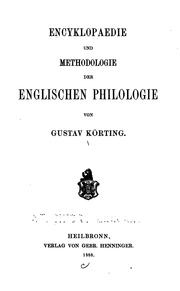 Cover of: Encyklopaedie und methodologie der englischen philologie