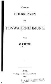 Cover of: Über die Grenzen der Tonwahrnehmung.