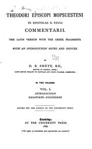 Cover of: Theodori episcopi Mopsuesteni: in epistolas B. Pauli commentarii : the Latin version with the Greek fragments