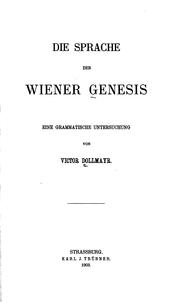 Cover of: Die sprache der Wiener Genesis
