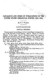 Cover of: Catalogue and index of the publications of the United States Geological survey 1901 to 1903