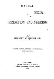 Cover of: Manual of irrigation engineering by Wilson, Herbert Michael, Herbert M. Wilson