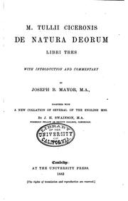 Cover of: M. Tullii Ciceronis De natura deorum libri tres by Cicero