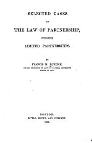 Cover of: Selected cases on the law of partnership: including limited partnerships.