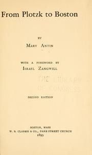 Cover of: From Plotzk to Boston by Mary Antin