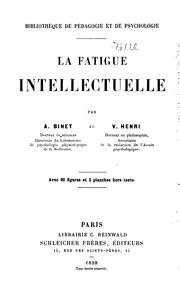 Cover of: La fatigue intellectuelle by Alfred Binet