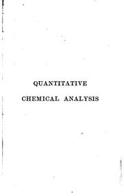 Cover of: Quantitative chemical analysis
