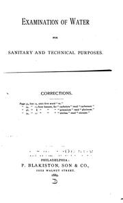 Cover of: Examination of water for sanitary and technical purposes.