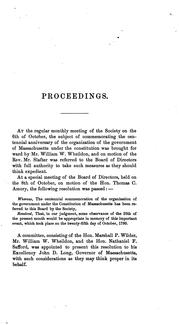 Cover of: Proceedings on the twenty-fifth day of October, 1880: commemorative of the organization of the government of Massachusetts under the constitution of the twenty-fifth day of October, 1780