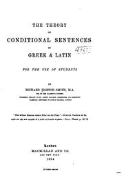 The theory of conditional sentences in Greek & Latin for the use of students by Richard Horton- Smith