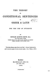 Cover of: The theory of conditional sentences in Greek & Latin for the use of students by Richard Horton- Smith