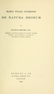 Cover of: Marci Tullii Ciceronis ; De natura deorum