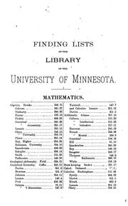 Cover of: Finding lists of the library of the University of Minnesota.