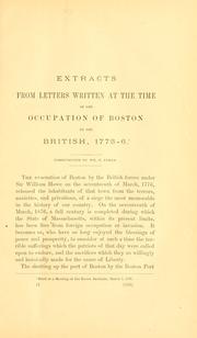 Cover of: Letters written at the time of the occupation of Boston by the British, 1775-6 by William P. Upham