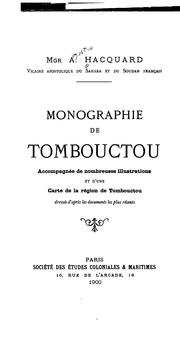 Monographie de Tombouctou by Augustin Hacquard
