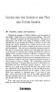 Cover of: Chicago and the sources of her past and future growth.: A paper read before the Chicago Historical Society, Tuesday evening, January 20th, 1880.