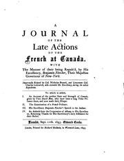 Cover of: Journal of the late actions of the French at Canada by Nicholas Bayard