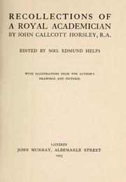 Cover of: Recollections of a royal academician by John Callcott Horsley