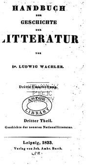 Cover of: Handbuch der Geschichte der Litteratur