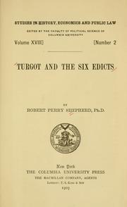 Cover of: ...Turgot and the six edicts by Robert Perry Shepherd