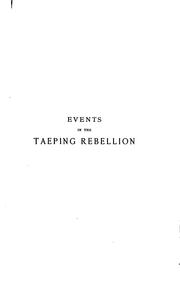 Cover of: Events in the Taeping rebellion