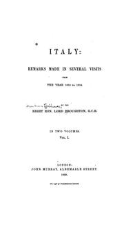 Cover of: Italy: remarks made in several visits, from the year 1816 to 1854.