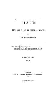 Cover of: Italy by John Cam Hobhouse Baron Broughton