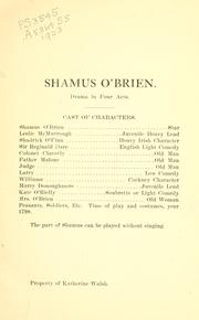 Cover of: Shamus OB̕rien.: Drama in four acts.