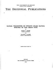 Cover of: Radial velocities of twenty stars having spectra of the Orion type by Edwin Brant Frost