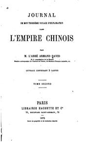 Cover of: Journal de mon troisième voyage d'exploration dans l'empire Chinois by Armand David