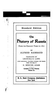 Cover of: The history of Russia from the earliest times to 1877